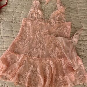Victoria’s Secret lace and ruffle babydoll + thong